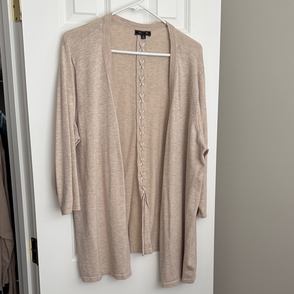 Lety and Me Light Beige Open-Front Cardigan